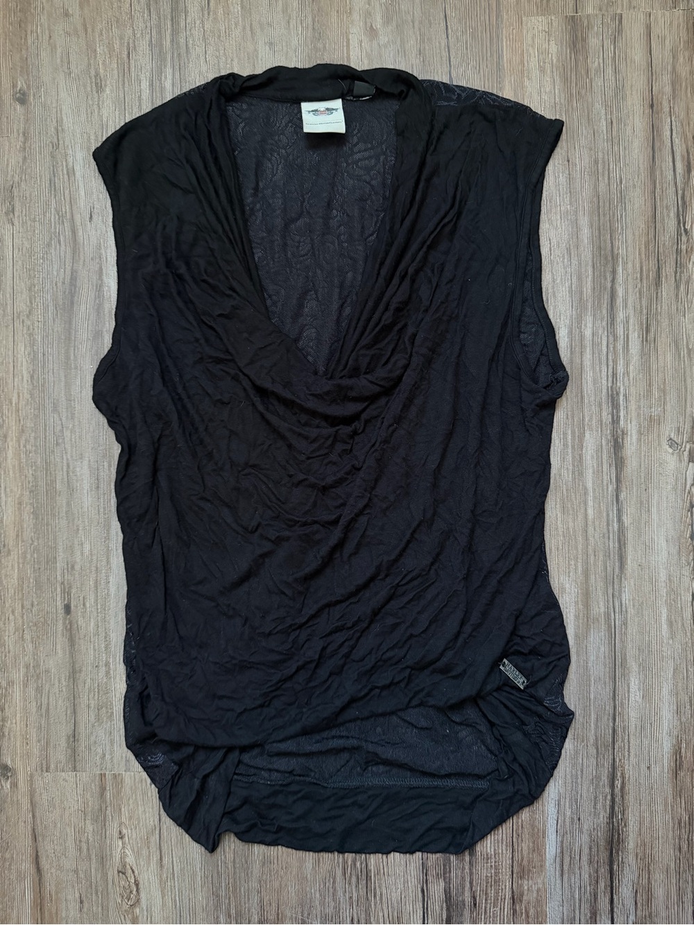 Harley-Davidson Black Sleeveless Drape Neck Tank